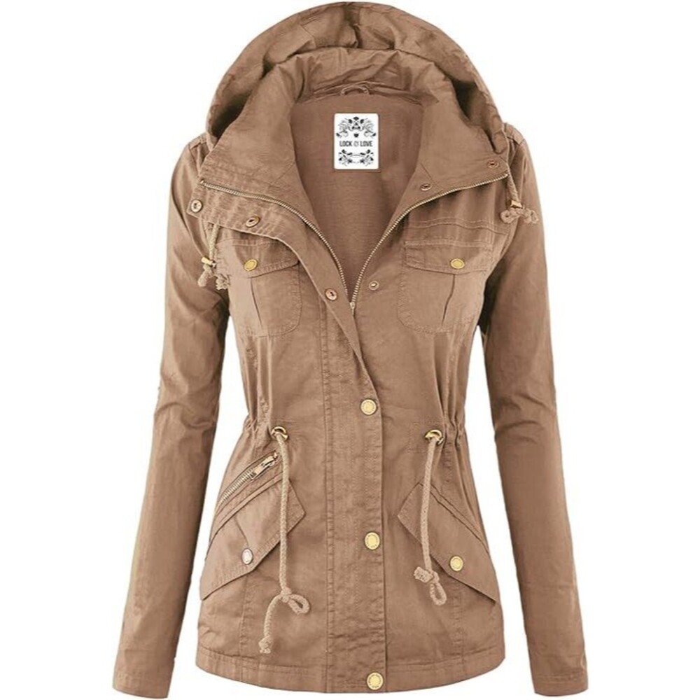 Lock and Love Women's Casual Military Anorak Jacket, XXL